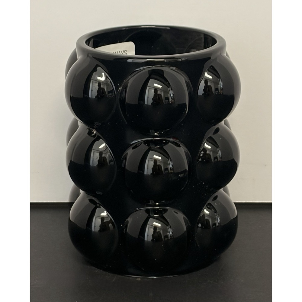 Nordic Modern Tabletop Bubble Black Straight Glass Vase Home Decor Ashland